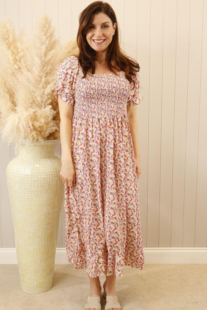 Toscana Midaxi Dress Pink Ditsy