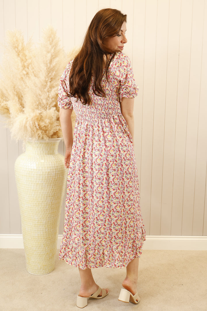 Toscana Midaxi Dress Pink Ditsy