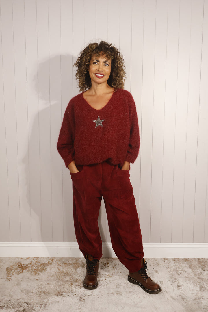 Tahlia Chenille Trousers Bordeaux