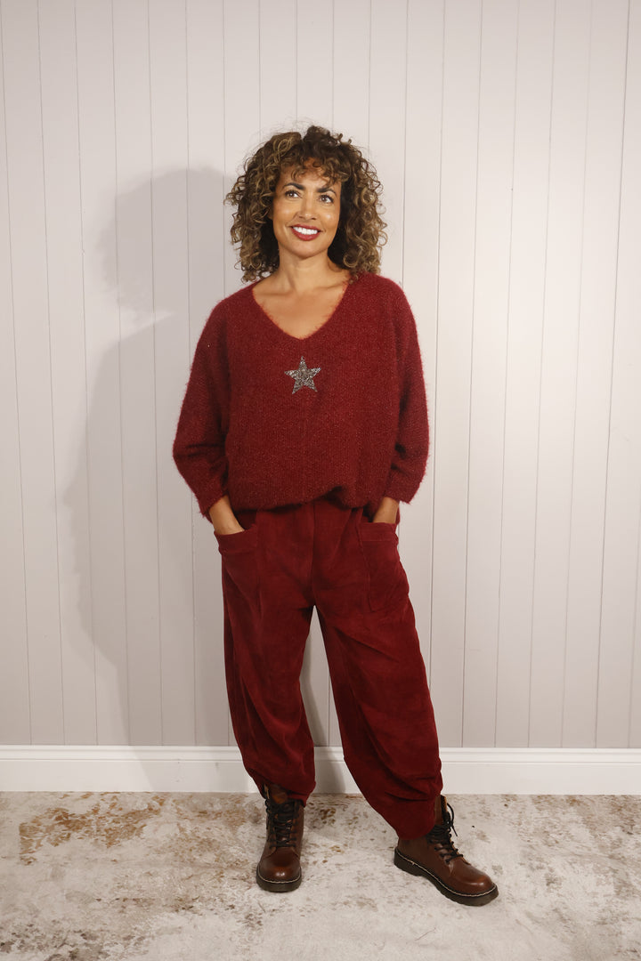 Tahlia Chenille Trousers Bordeaux