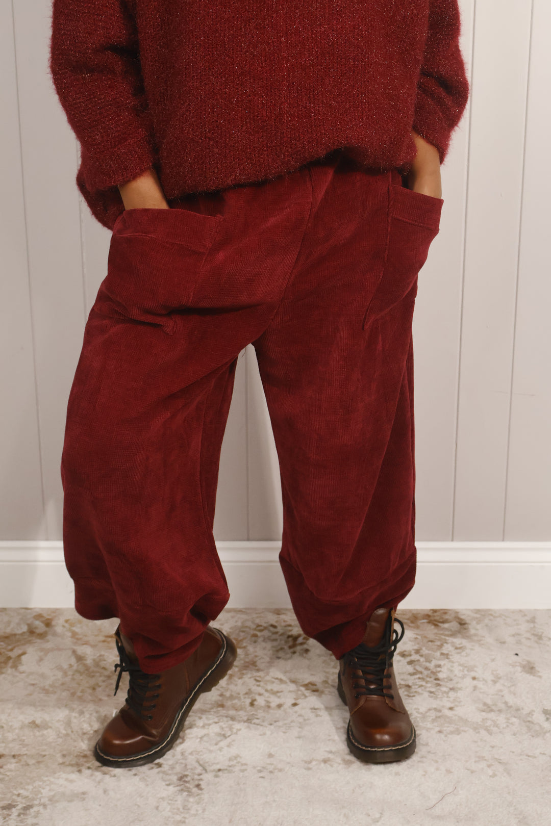 Tahlia Chenille Trousers Bordeaux