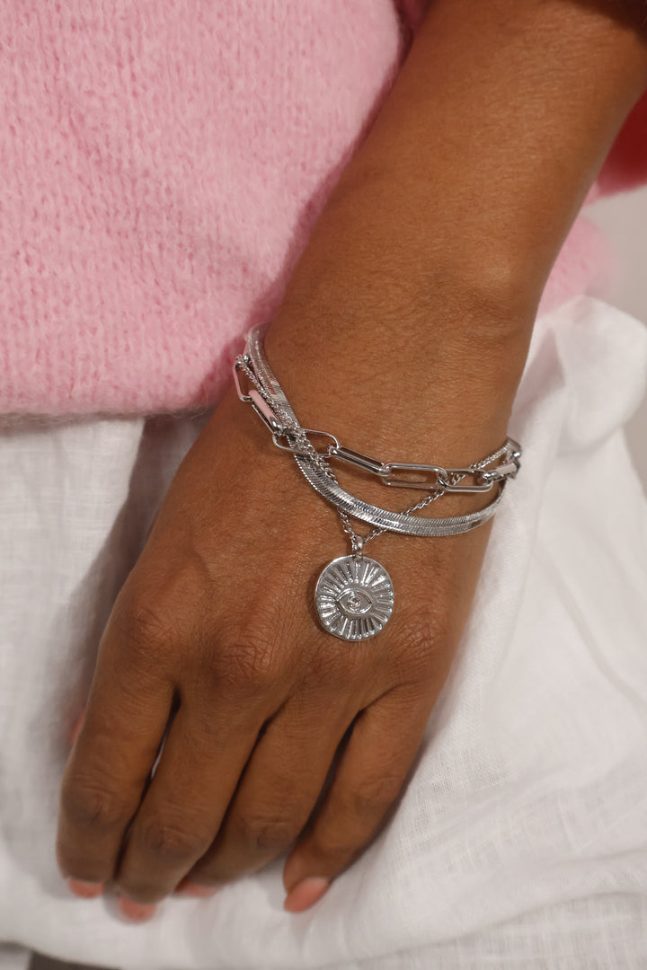 Evil Eye Charm Bracelet Silver