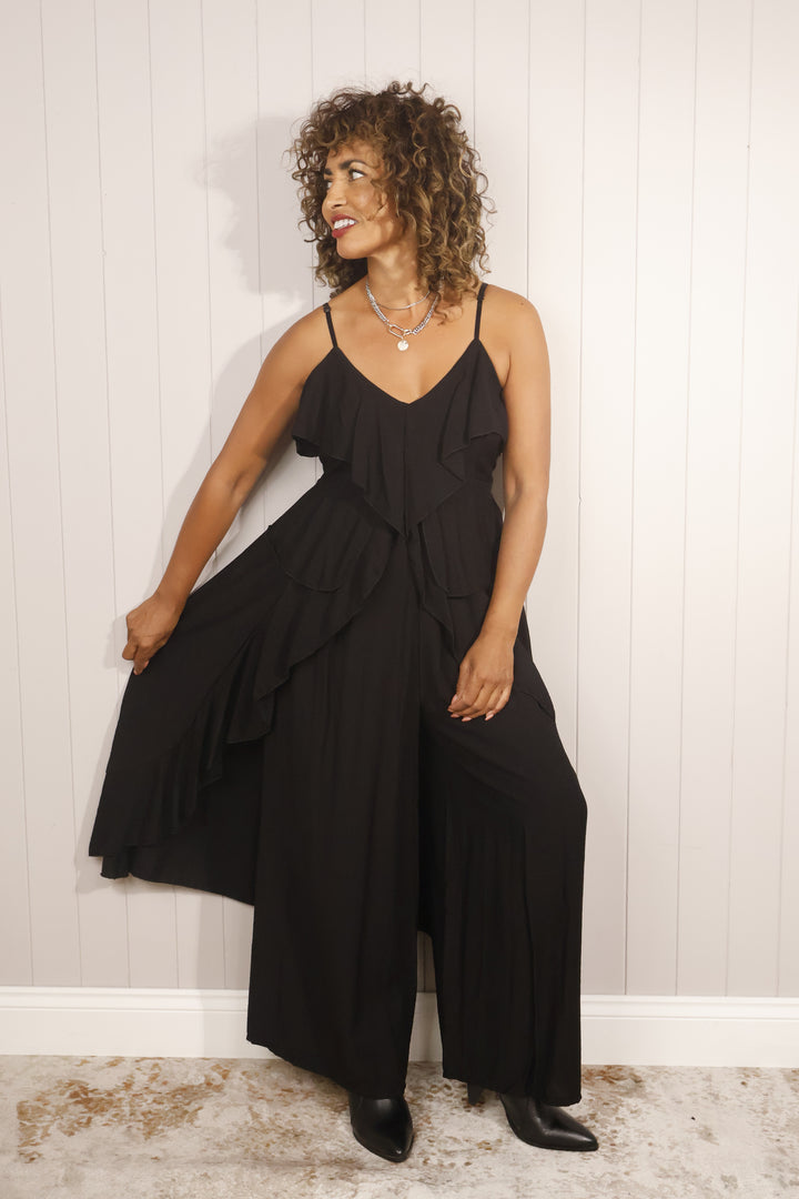 Ruffle Co-Ord Set Black