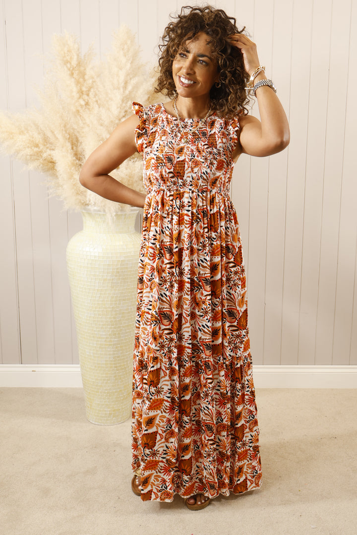 Toscana Maxi Dress Orange Floral