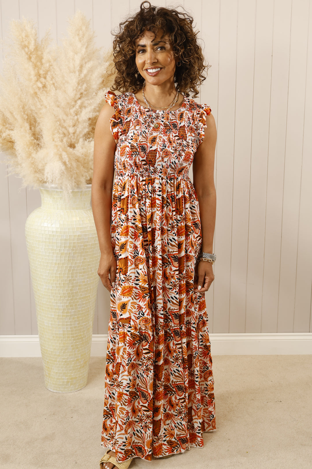 Toscana Maxi Dress Orange Floral