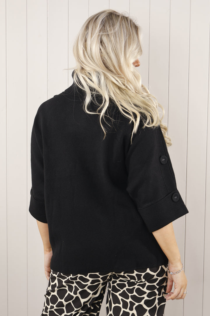 Sunlee Button Jumper Black