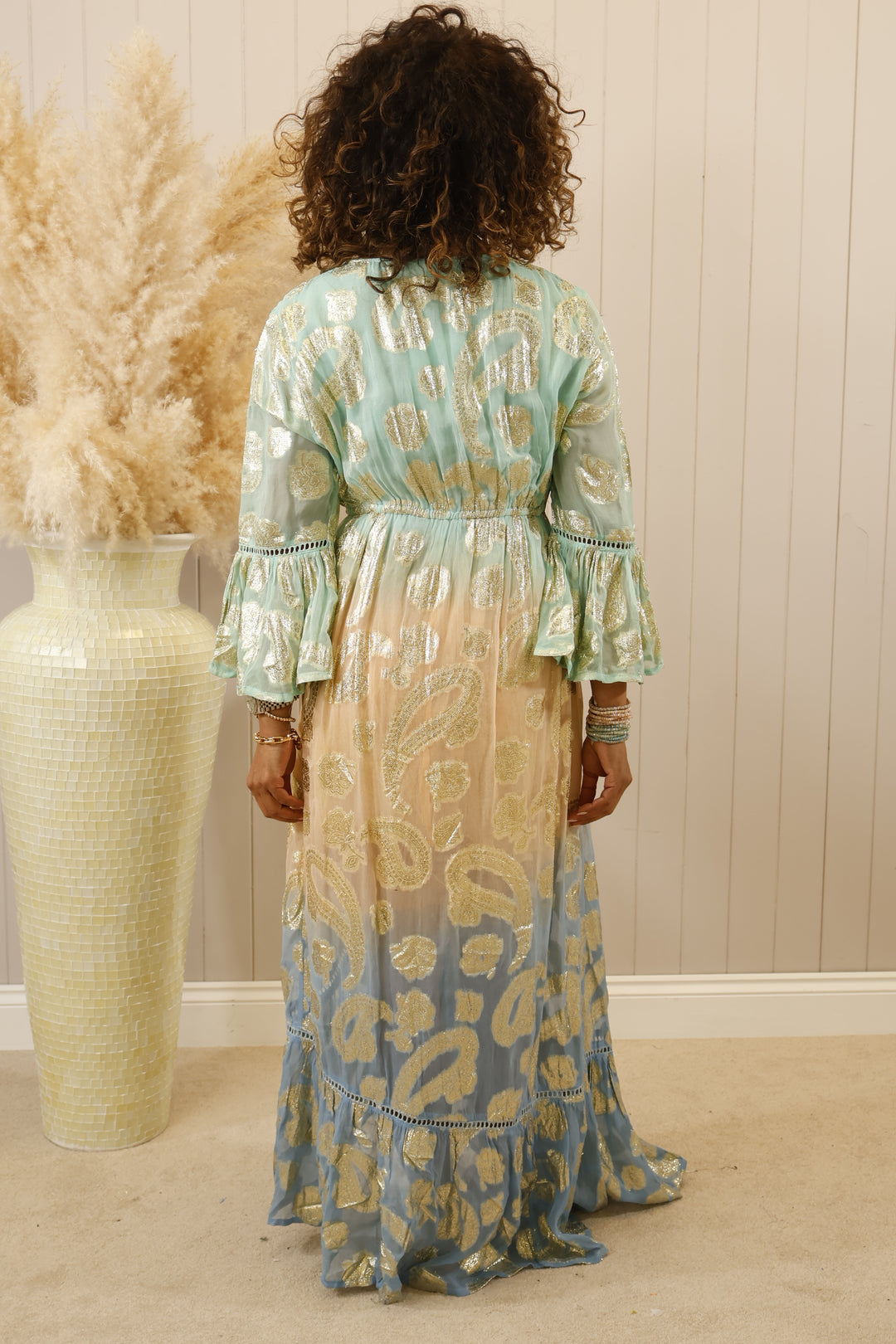 Itzel High/Low Maxi dress Aqua
