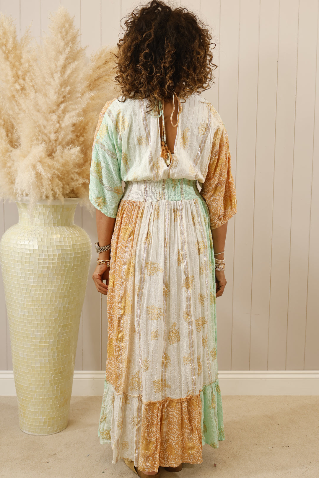 Amoli Maxi dress Aqua/Tan