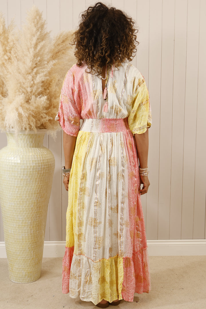 Amoli Maxi dress Pink/ Lemon