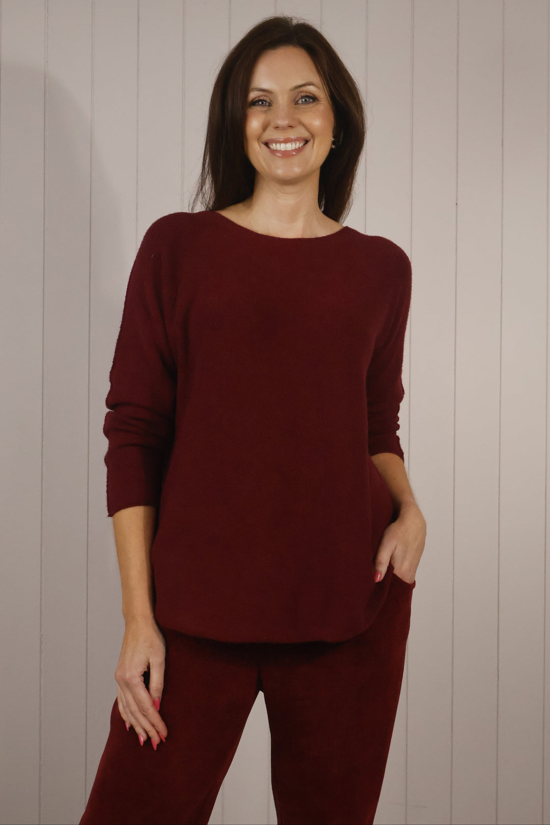 Anabelle Round Neck Jumper Wine