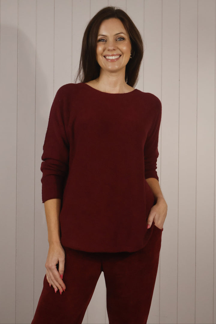 Anabelle Round Neck Jumper Wine
