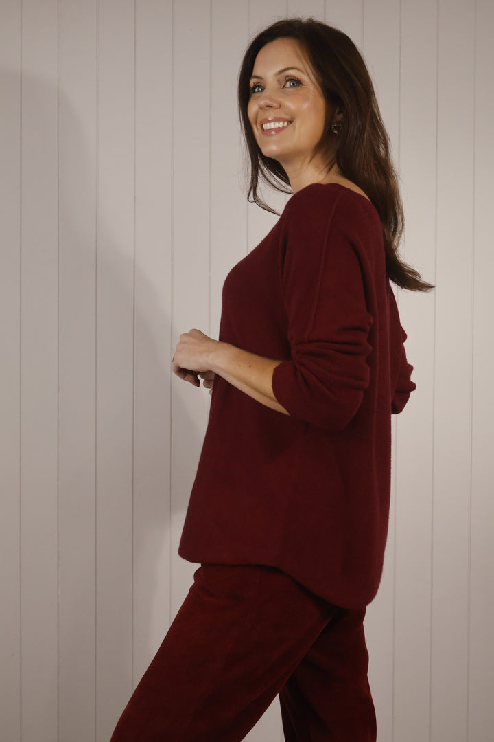 Anabelle Round Neck Jumper Wine