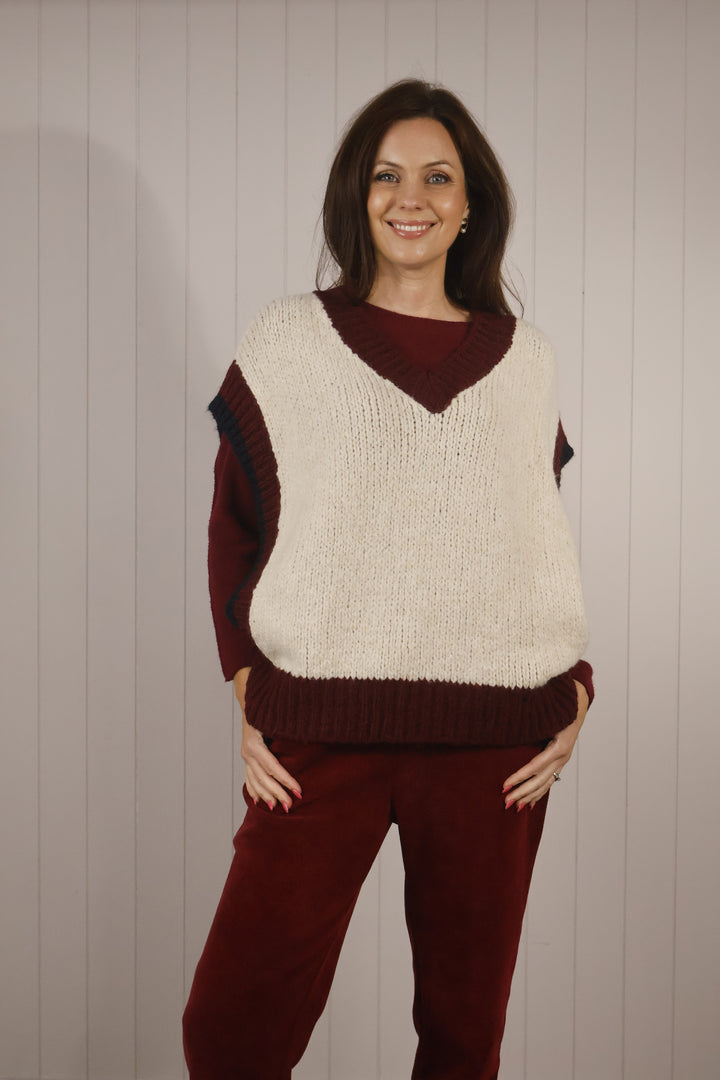 Amelia Chunky Knit Tank Top Plum