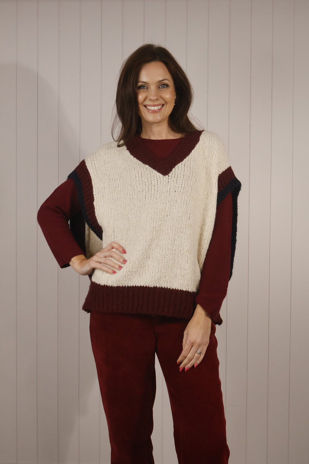 Amelia Chunky Knit Tank Top Plum