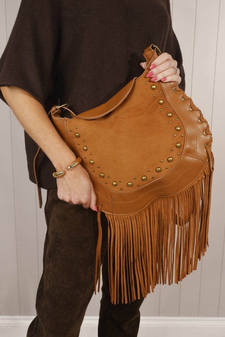 Jessie Fringe Messenger Bag Tan