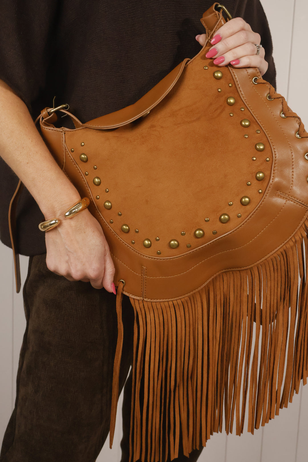 Jessie Fringe Messenger Bag Tan
