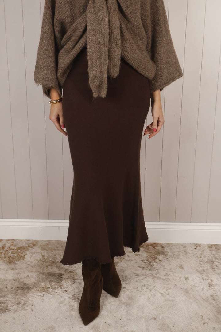 Delphine Knit Skirt Chocolate