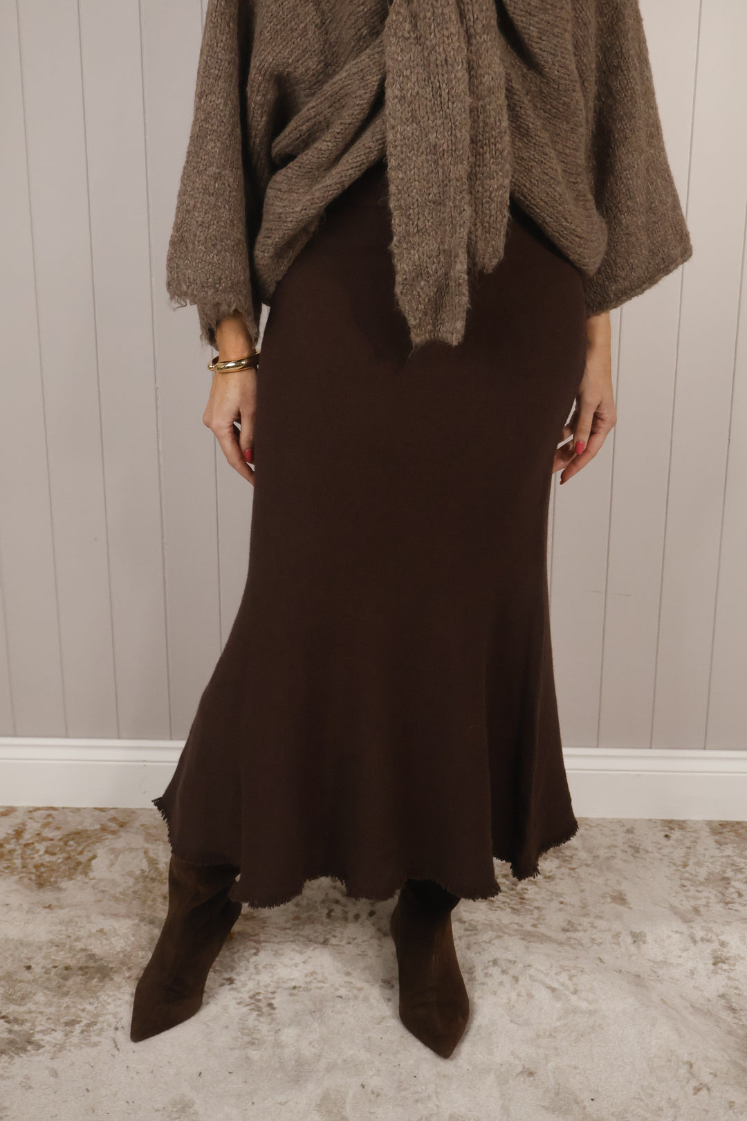 Delphine Knit Skirt Chocolate