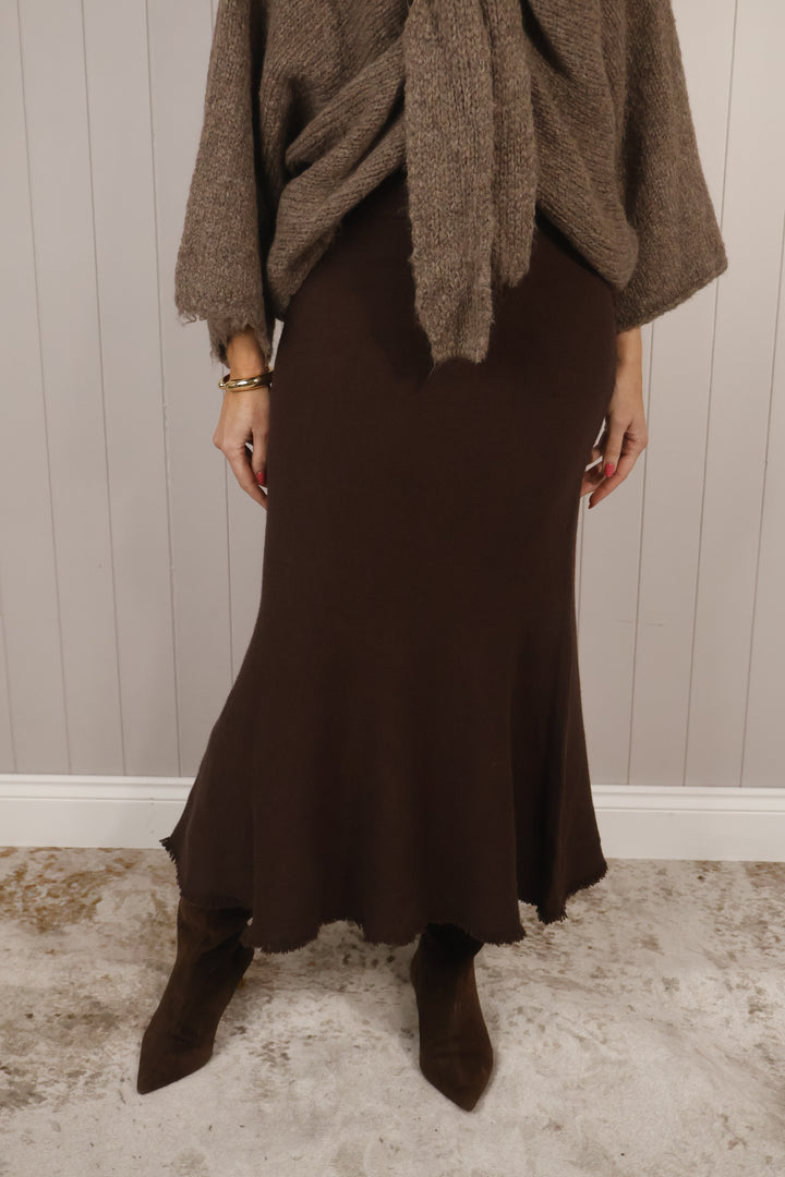 Delphine Knit Skirt Chocolate
