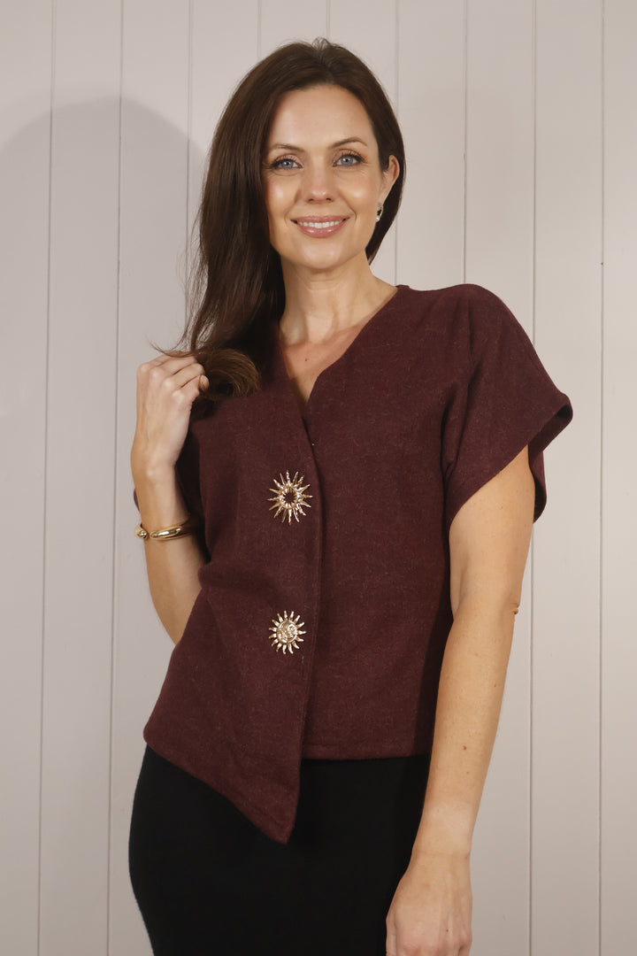 Solana Sun Brooch Top Wine