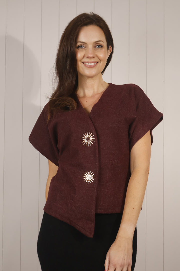 Solana Sun Brooch Top Wine