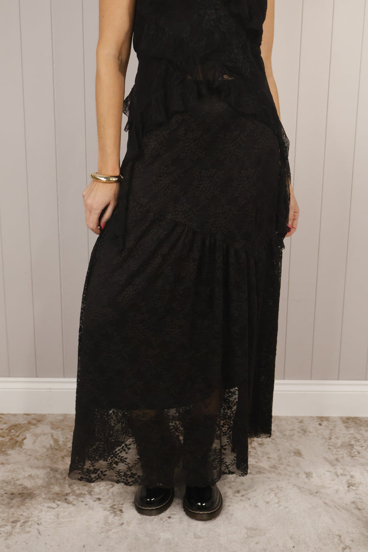 Elise Lace Maxi Skirt Black