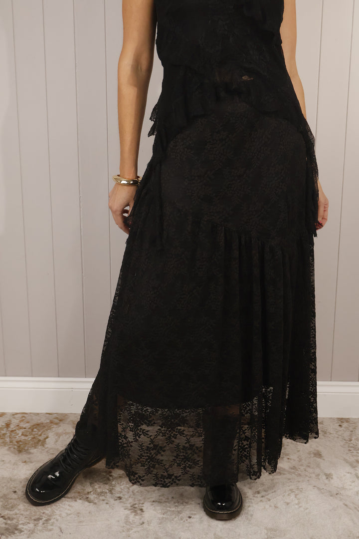 Elise Lace Maxi Skirt Black