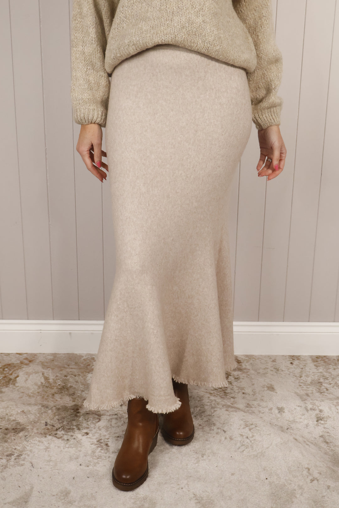 Delphine Knit Skirt Beige