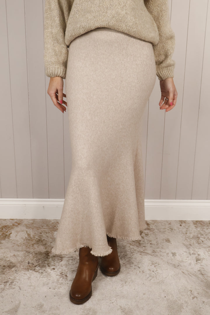 Delphine Knit Skirt Beige