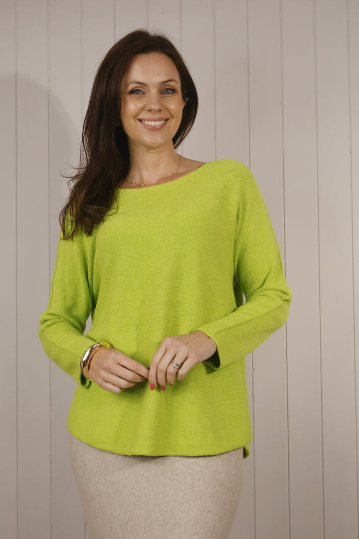 Anabelle Round Neck Jumper Lime