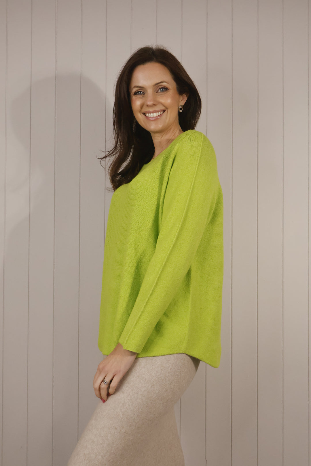 Anabelle Round Neck Jumper Lime