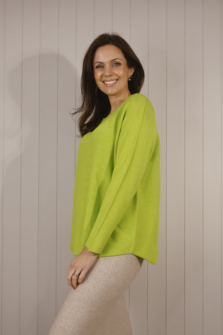 Anabelle Round Neck Jumper Lime