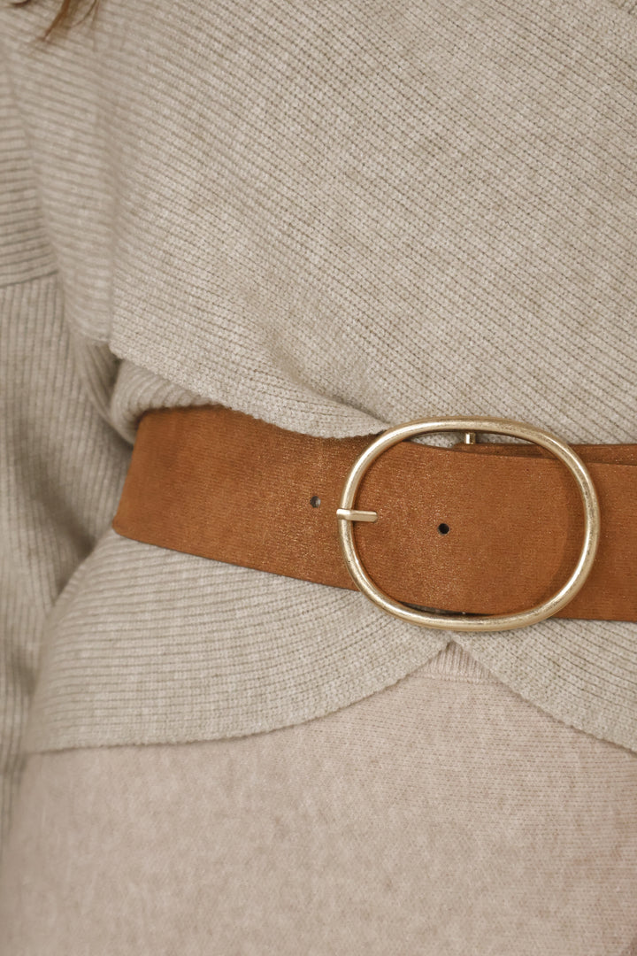 Elasticated Shimmer Belt Tan