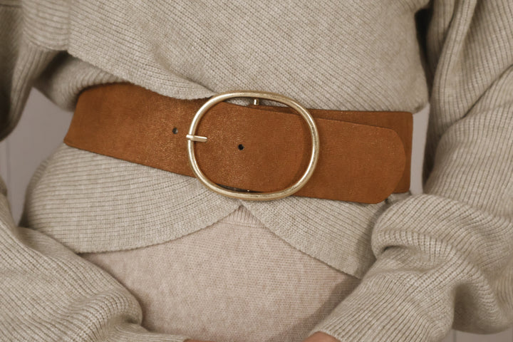 Elasticated Shimmer Belt Tan