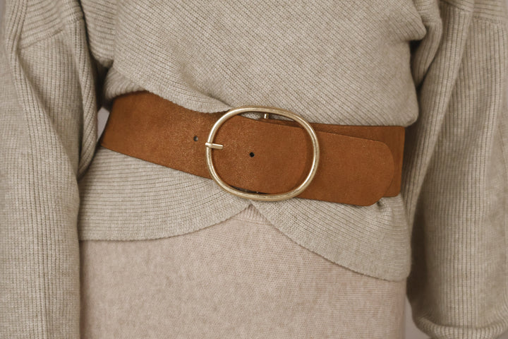 Elasticated Shimmer Belt Tan