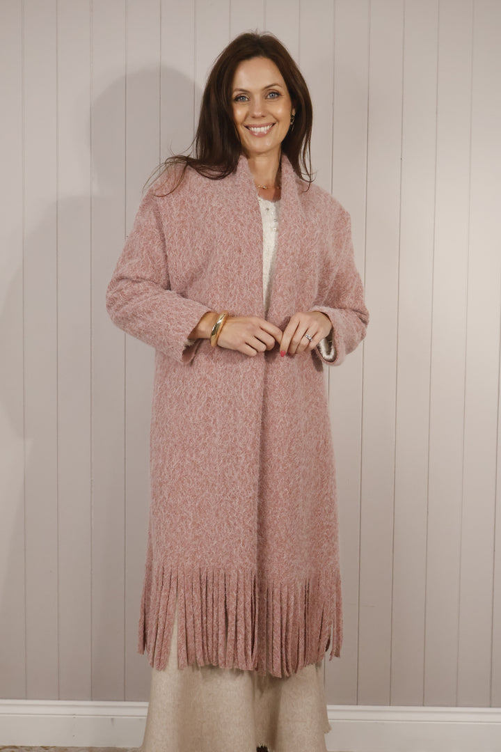 Rose Fringe Duster Coat