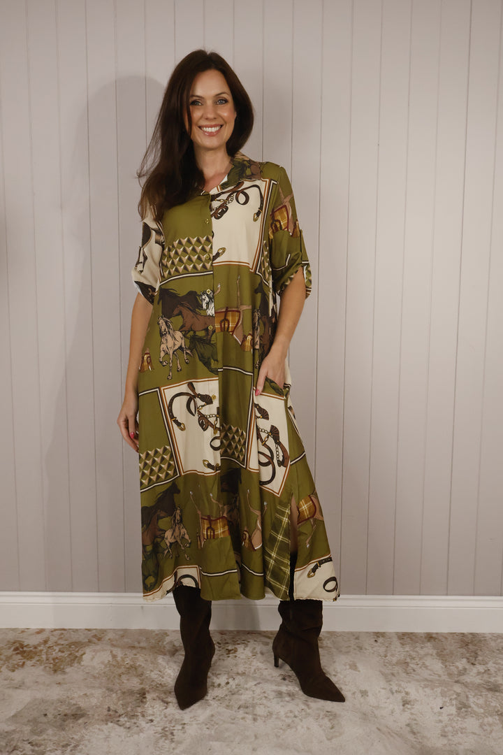 Astoria Print Shirt Dress Lime