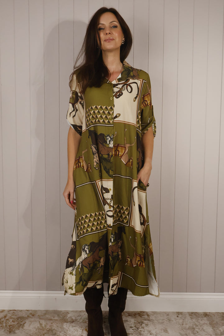 Astoria Print Shirt Dress Lime