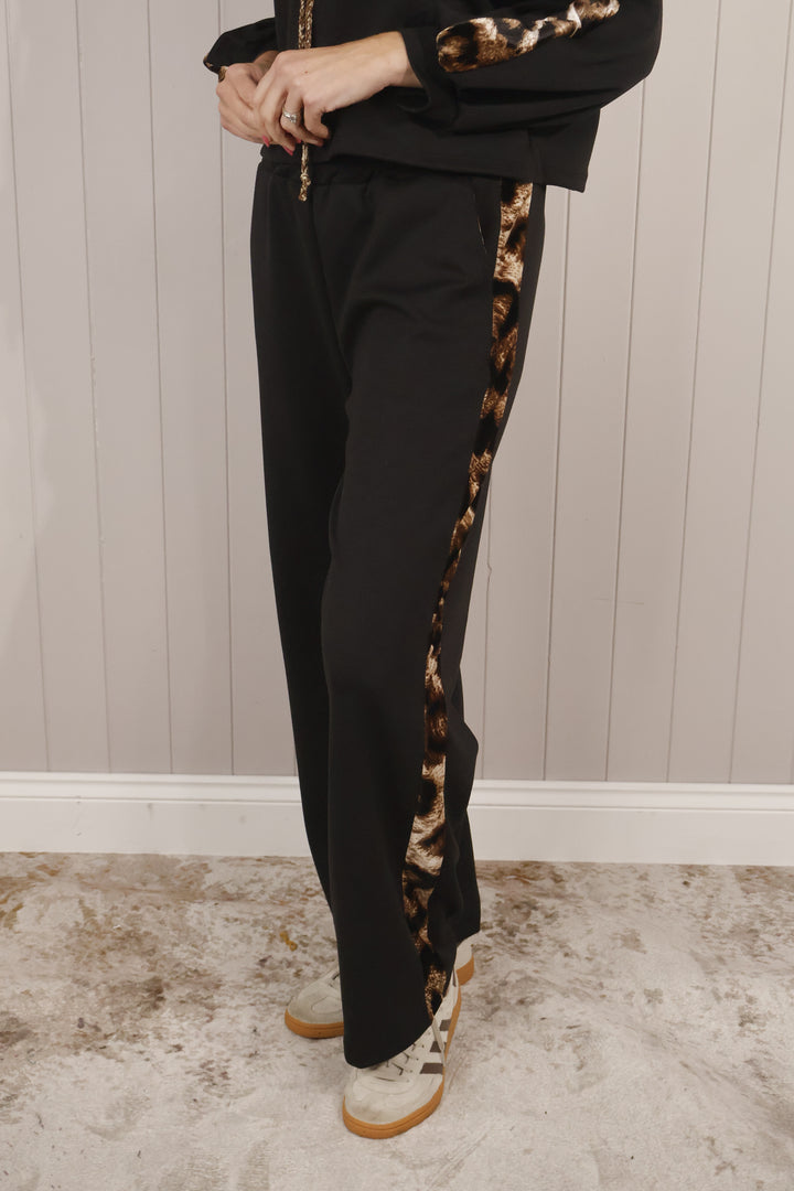 Sophia Leopard Trim Trousers Aubergine