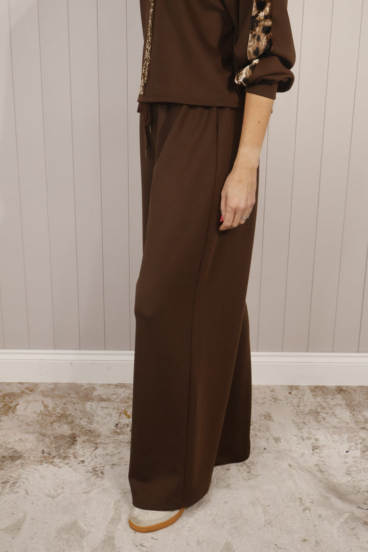 Lena Wide Leg Trousers Chocolate
