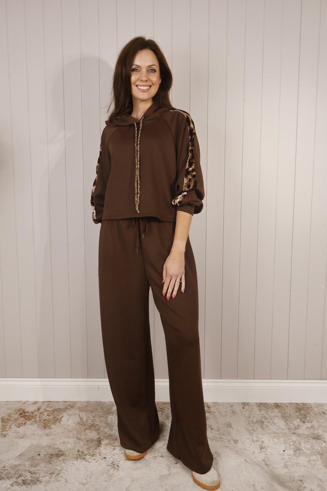 Lena Wide Leg Trousers Chocolate