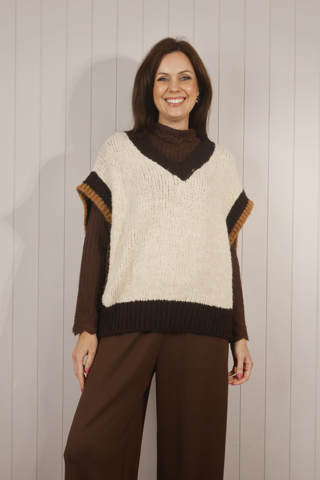 Amelia Chunky Knit Tank Top Chocolate