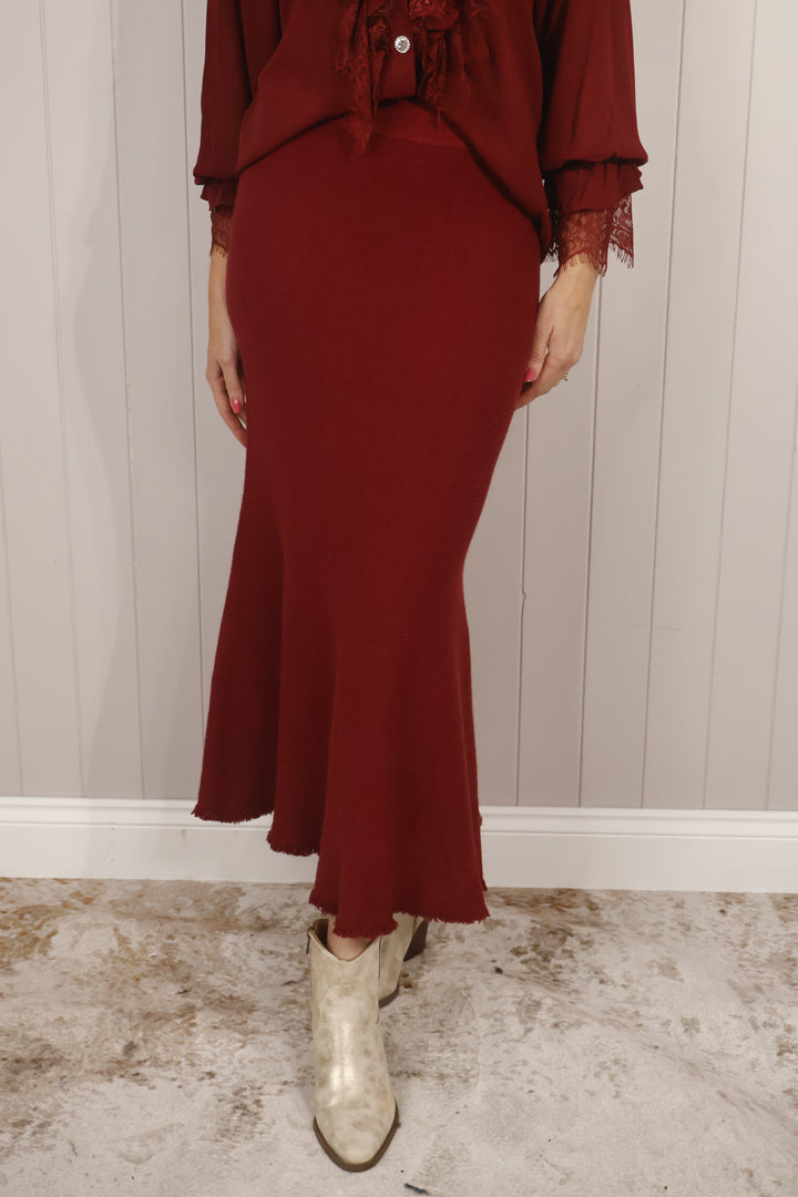 Delphine Knit Skirt Wine