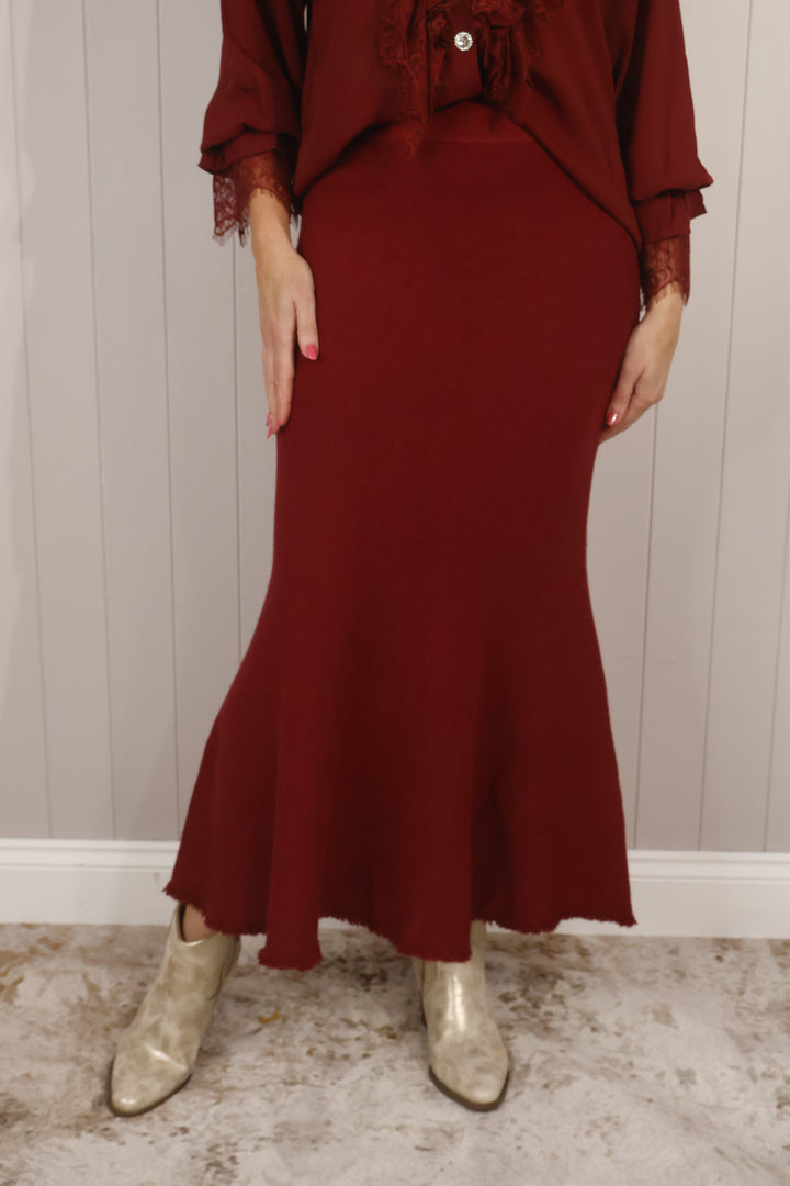 Delphine Knit Skirt Wine