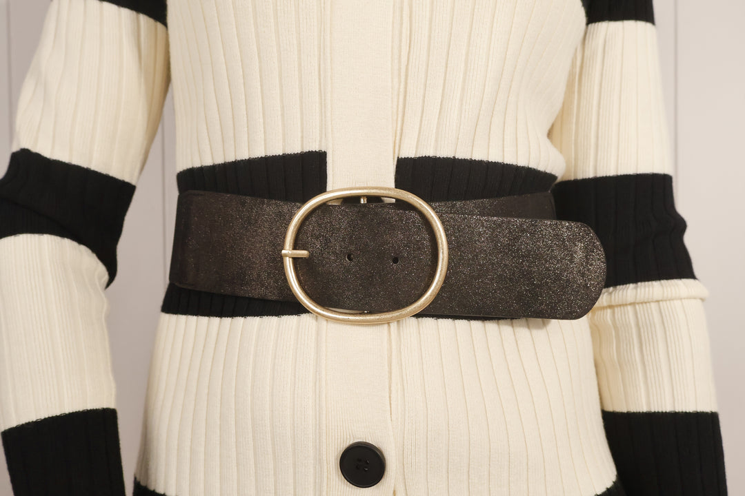 Elasticated Shimmer Belt Black