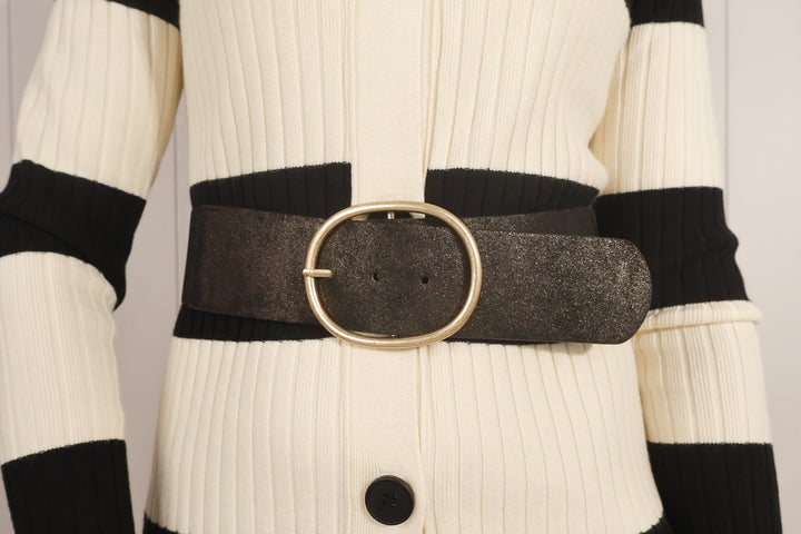 Elasticated Shimmer Belt Black
