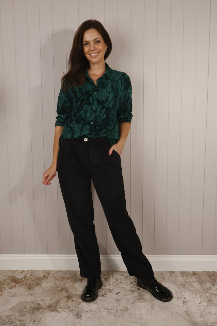 Valentina Velvet Blouse Emerald