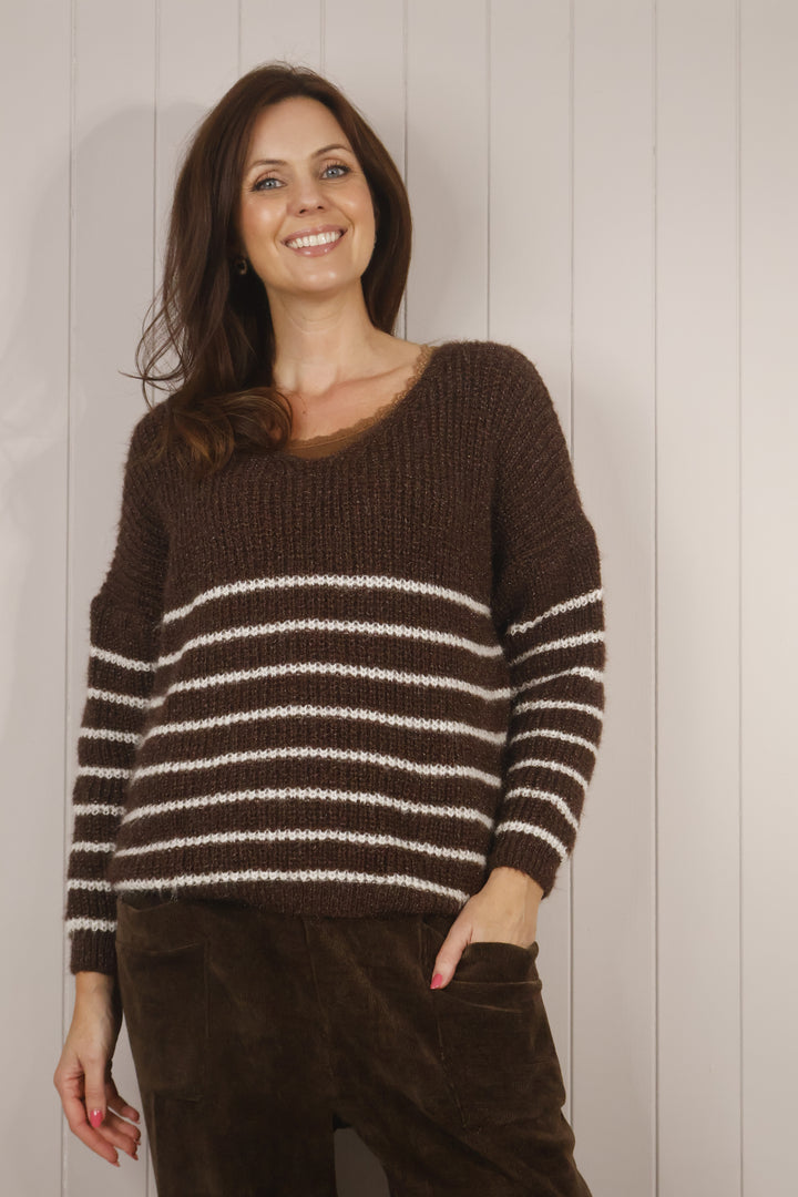Sasha Stripe Jumper Chocolate