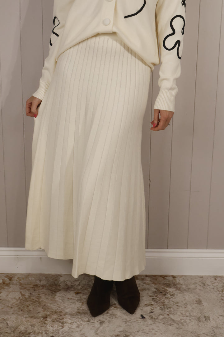 Rachel Ribbed Skirt Cream PREORDER