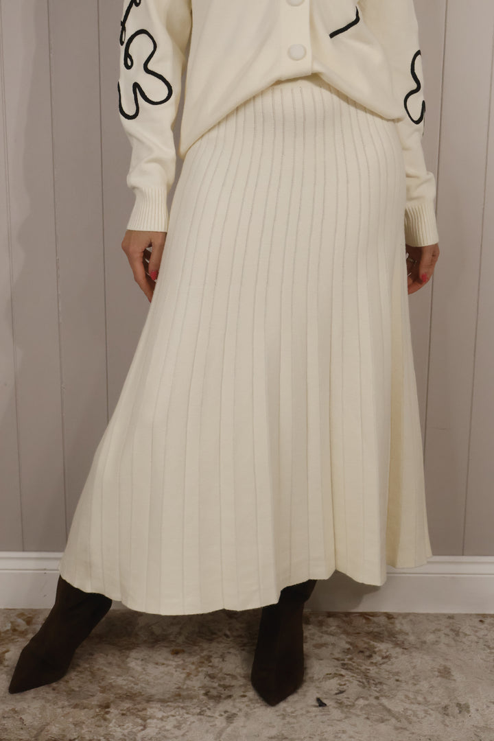 Rachel Ribbed Skirt Cream PREORDER
